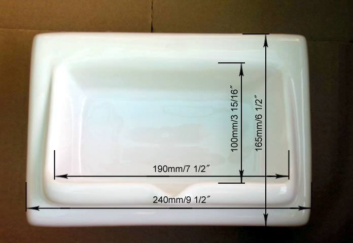 18" x 14-5/8" x 7-1/2" Ceramic soap dish
