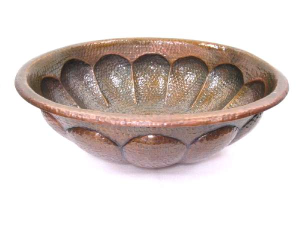 Mexican Style Hand Hammered And Handcraft Oval Shell Bathroom Copper Sink