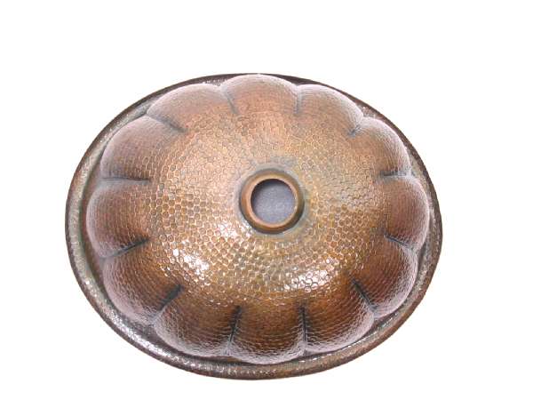 Mexican Style Hand Hammered And Handcraft Oval Shell Bathroom Copper Sink