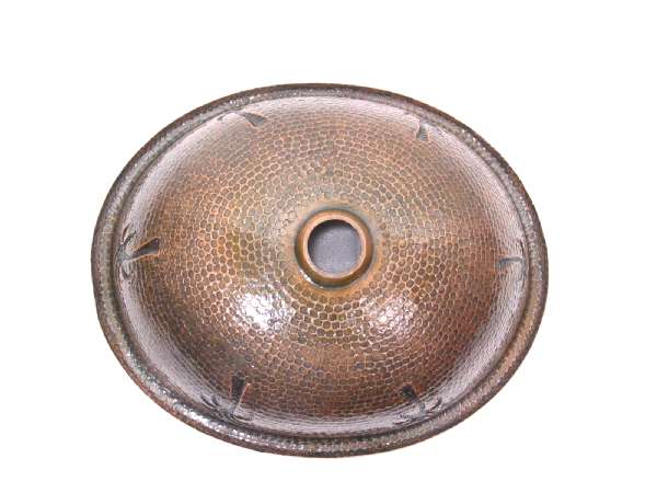 Mexican Style Hand Hammered And Handcraft Oval Plams Bathroom Copper Sink