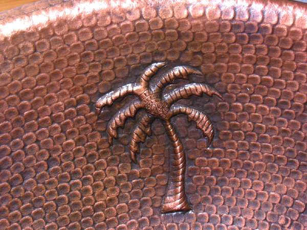 Mexican Style Hand Hammered And Handcraft Oval Plams Bathroom Copper Sink