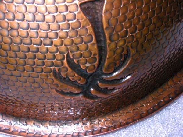 Mexican Style Hand Hammered And Handcraft Oval Plams Bathroom Copper Sink