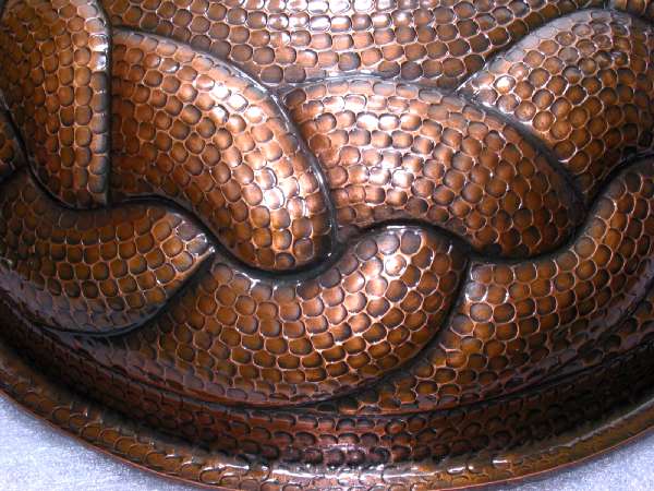 Mexican Style Hand Hammered And Handcraft Oval Braided Bathroom Copper Sink