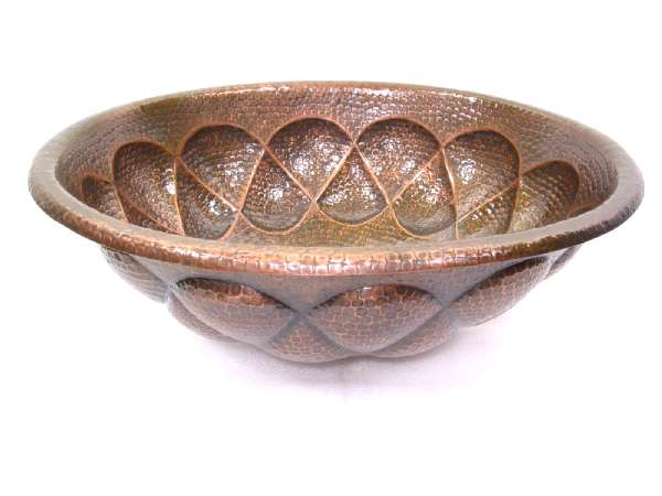 Mexican Style Hand Hammered And Handcraft Oval Drops Bathroom Copper Sink