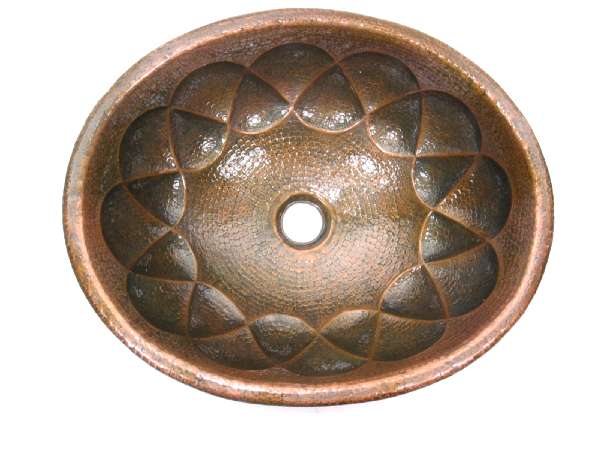 Mexican Style Hand Hammered And Handcraft Oval Drops Bathroom Copper Sink