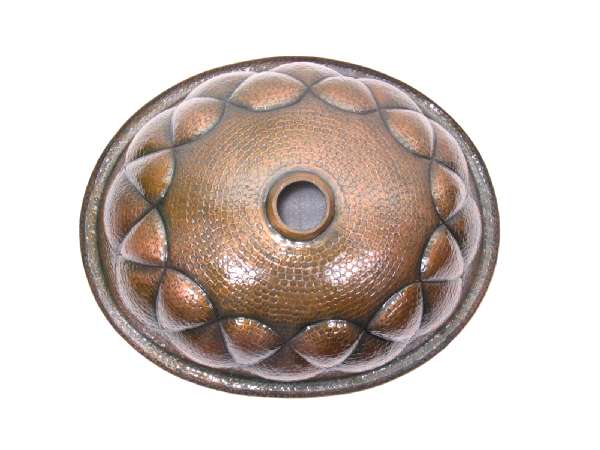 Mexican Style Hand Hammered And Handcraft Oval Drops Bathroom Copper Sink
