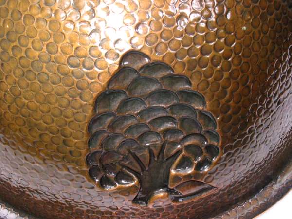 Mexican Style Hand Hammered And Handcraft Oval Grapes Bathroom Copper Sink