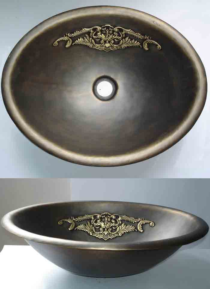 Hammered Oval Drops Bathroom Copper Sink