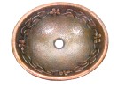 Hammered Oval Flowers Bathroom Copper Sink