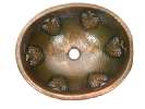 Hammered Oval Grapes Bathroom Copper Sink