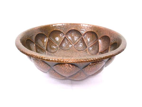Hammered Round Drops Bathroom Copper Sink
