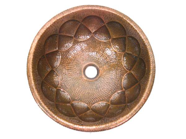 Hammered Round Drops Bathroom Copper Sink
