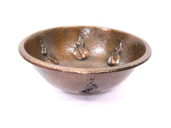 Hammered Round Calabash Bathroom Copper Sink