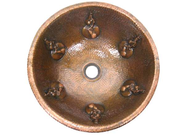 Hammered Round Calabash Bathroom Copper Sink