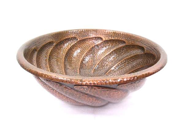 Hammered Round Twister Bathroom Copper Sink