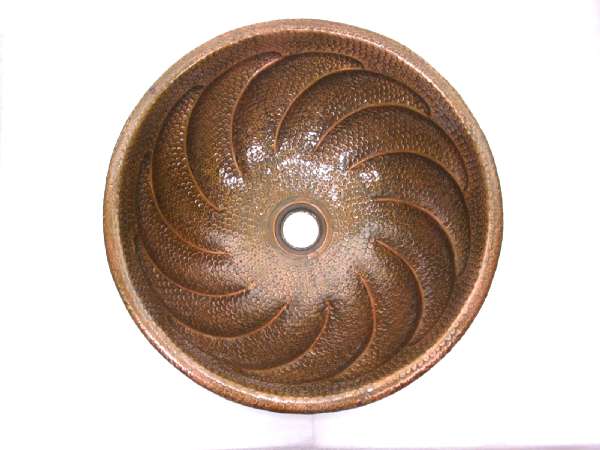 Hammered Round Twister Bathroom Copper Sink