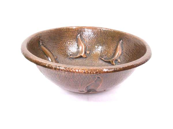Hammered Round Twister Bathroom Copper Sink