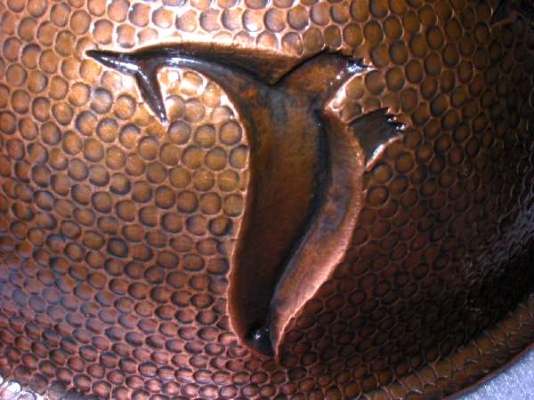 Mexican style hand  Hammered and handcraft Round Sea lion Bathroom Copper Sink