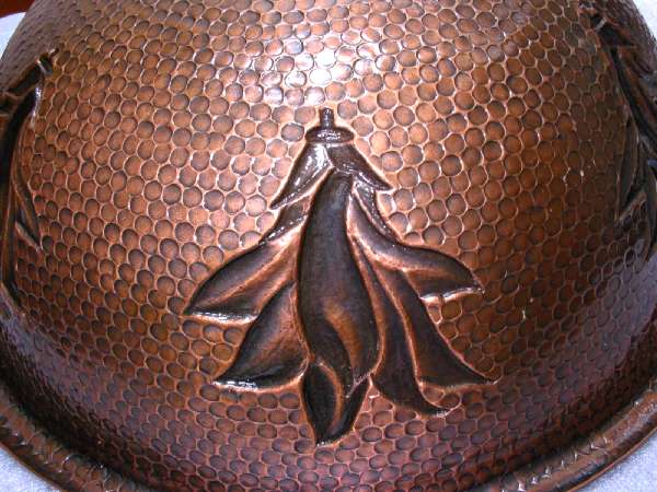 Mexican Style Hand Hammered and handcraft Round Yulan Magnolia Bathroom Copper Sink