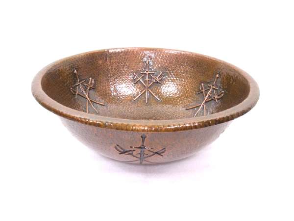 Mexican Style Hand Hammered and handcraft Round Zuro Bathroom Copper Sink