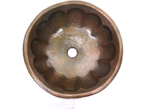 Mexican Style Hand Hammered And Handcraft Round Shell Bathroom Copper Sink