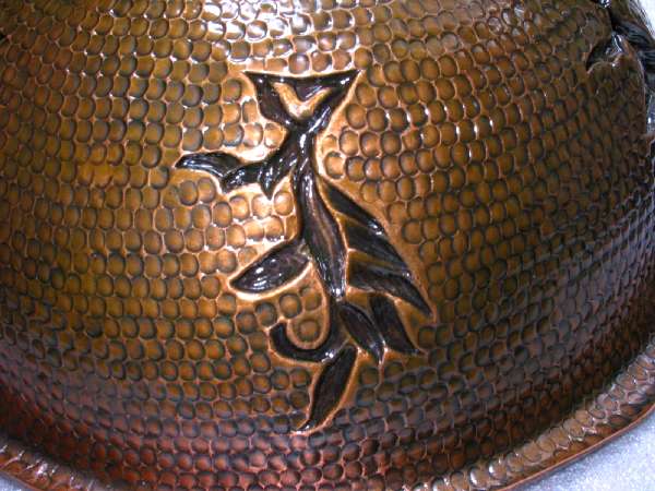 Mexican Style Hand Hammered And Handcraft Round Evergreen Bathroom Copper Sink