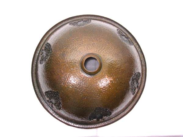 Hammered Round Flowers Bathroom Copper Sink