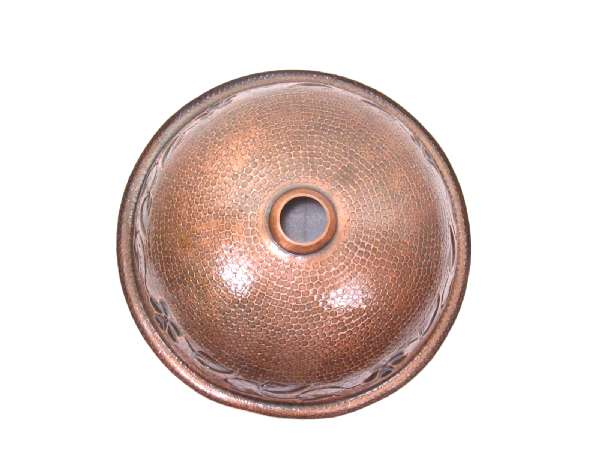 Hammered Round Flowers Bathroom Copper Sink