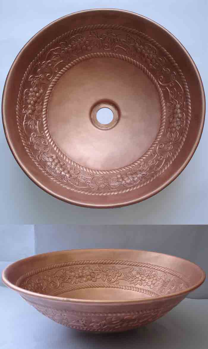 Hammered Round Drops Bathroom Copper Sink
