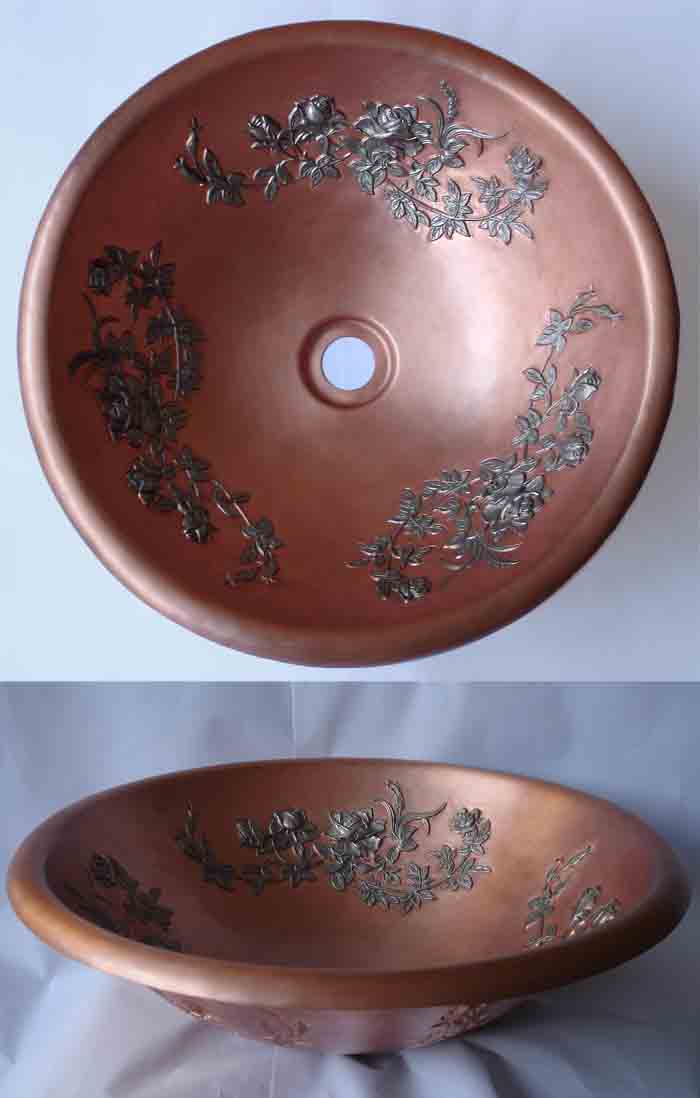 Hammered Round Drops Bathroom Copper Sink