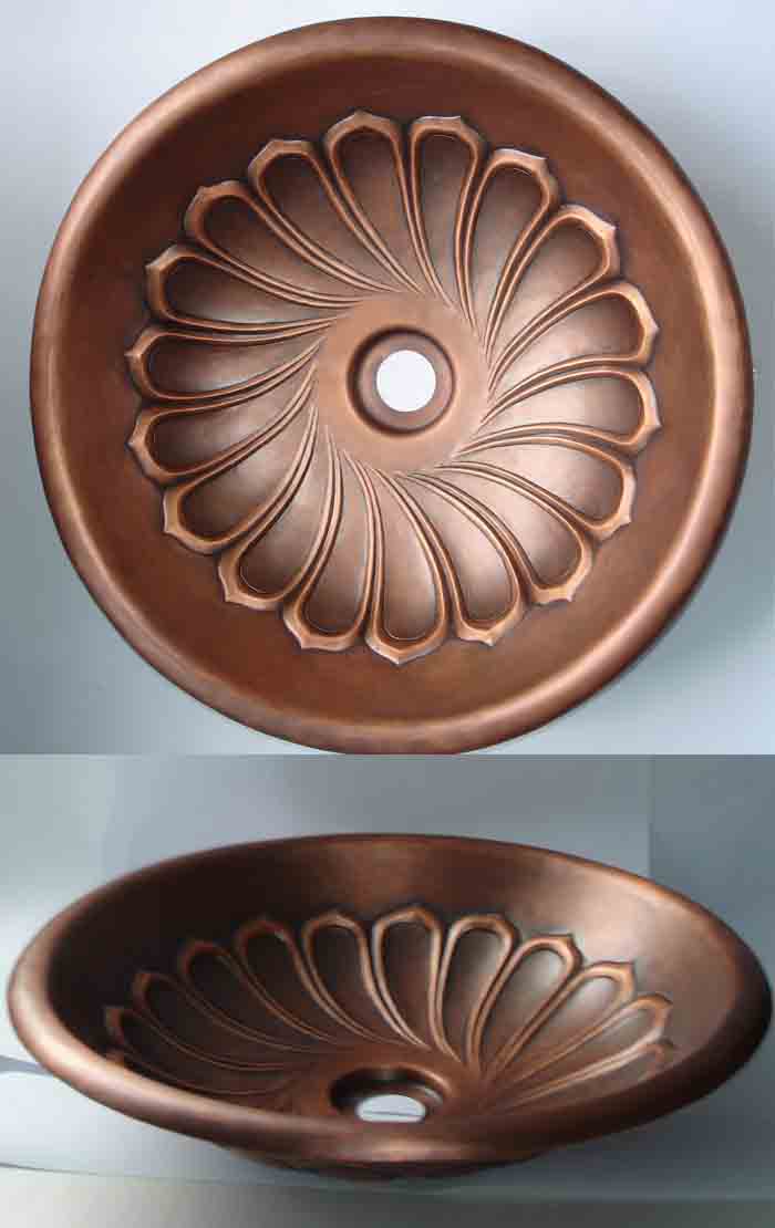 Hammered Round Drops Bathroom Copper Sink