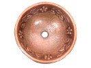 Hammered Round Flowers Bathroom Copper Sink