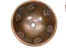 Hammered Round Flowers Bathroom Copper Sink