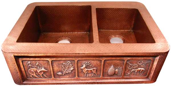 Apron Hammered Kitchen Copper Sink