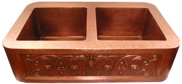 Apron Hammered Kitchen Copper Sink