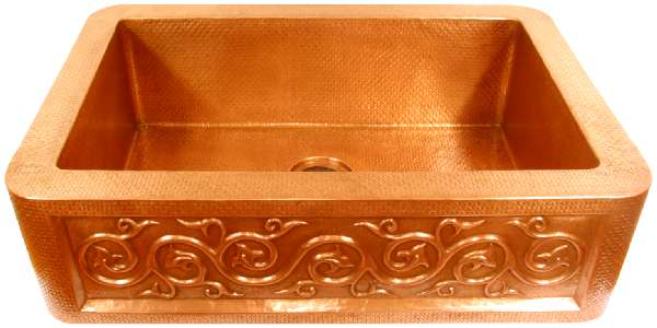 Apron Hammered Kitchen Copper Sink