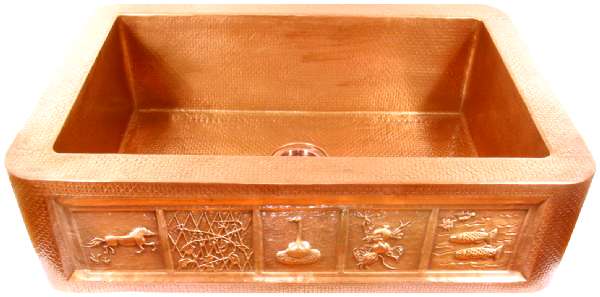 Apron Hammered Kitchen Copper Sink