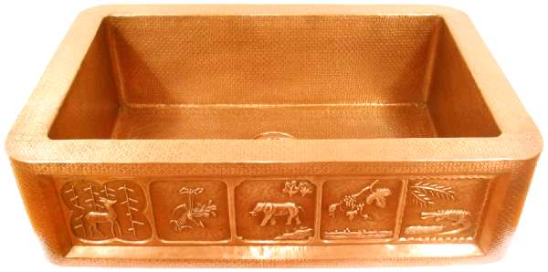 Apron Hammered Kitchen Copper Sink