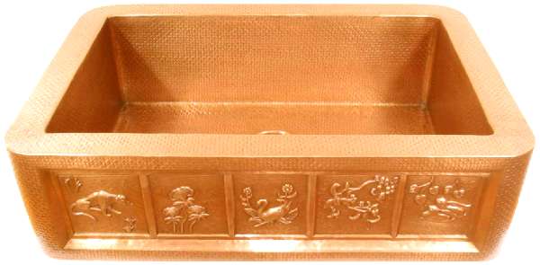 Apron Hammered Kitchen Copper Sink