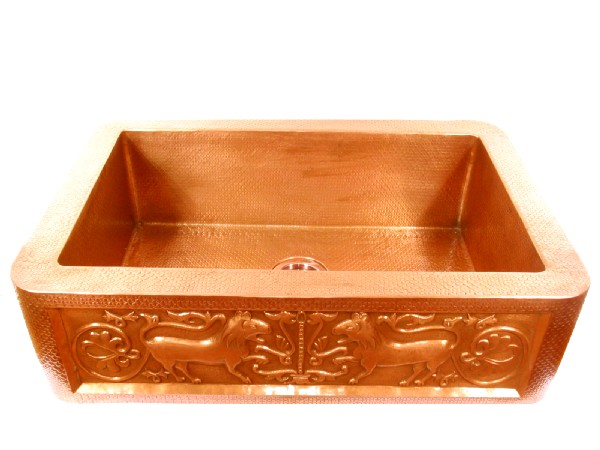 Apron Hammered Kitchen Copper Sink