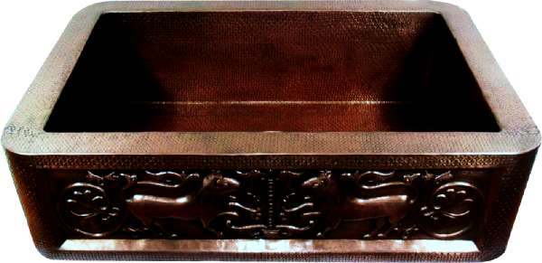 Apron Hammered Kitchen Copper Sink