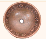 Mexican Style Hand Hammered And Handcraft Round Bathroom Copper Sinks