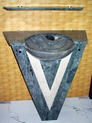 Stone bathroom sinks, granite sinks, marble sinks, bath fixtures, bath basins, undermount sinks, pedestal, self rimming, vessel mount, vessel, wall hung.